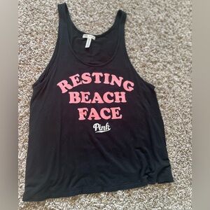 PINK Victoria's Secret Black and Pink Graphic Tank